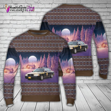 Veteran Sweater, Maryland State Police Car Christmas AOP Sweater