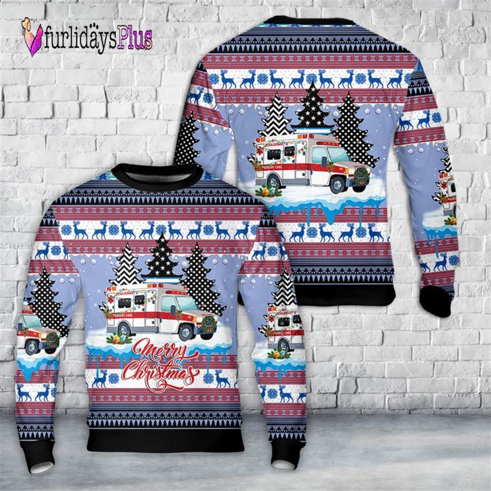 Veteran Sweater, Merry Christmas EMS Trees Sweater