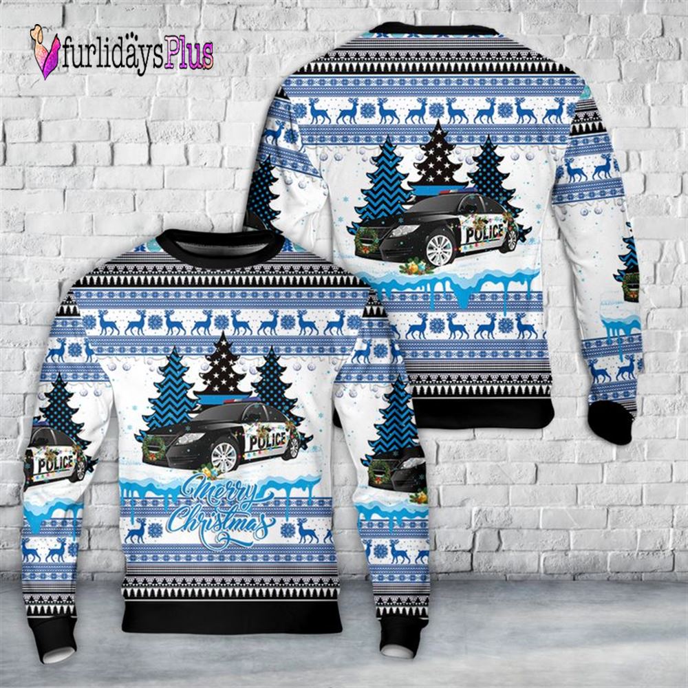 Veteran Sweater, Merry Christmas Police Tree Sweater