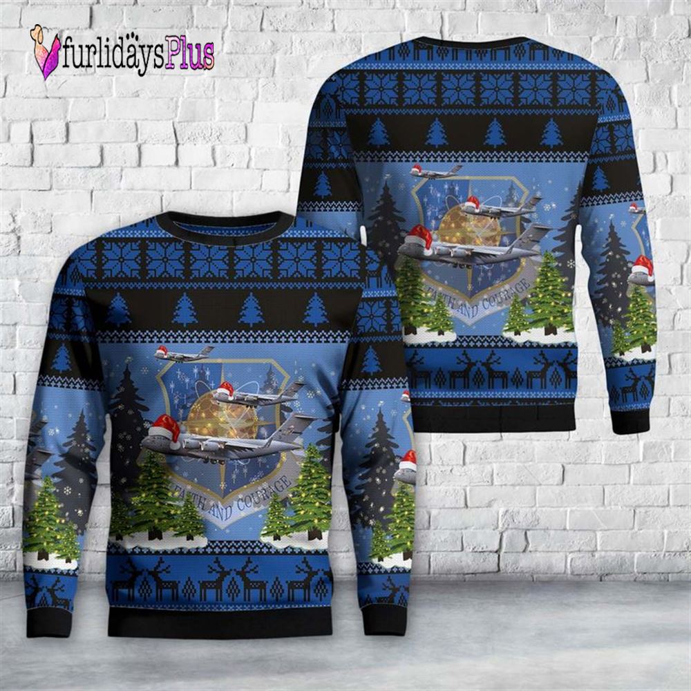 Veteran Sweater, Mississippi Air National Guard 172nd Airlift Wing Boeing C 17 Globemaster III Christmas Sweater