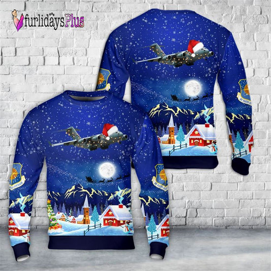 Veteran Sweater, Mississippi Air National Guard 172nd Airlift Wing C 17 Globemaster III Christmas AOP Sweater