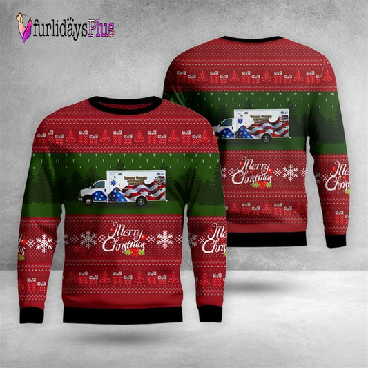 Veteran Sweater, Nevada, Missouri, Vernon County Ambulance District Christmas AOP Ugly Sweater