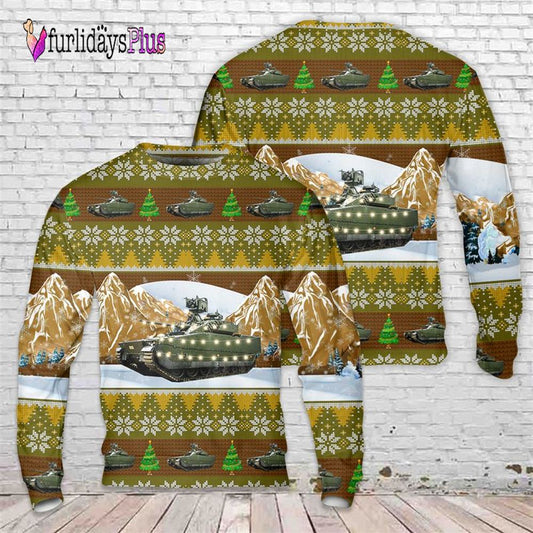 Veteran Sweater, Norwegian Army CV90 Infantry FightIng Vehicle Christmas AOP Sweater