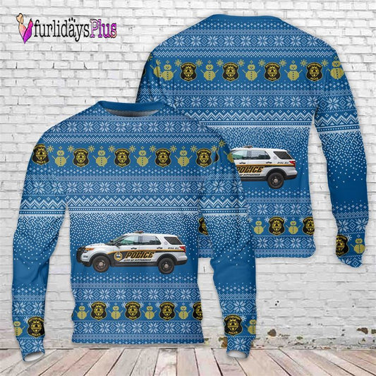Veteran Sweater, Pittsburgh, Pennsylvania, Pittsburgh Police Department Squad Car Christmas Sweater