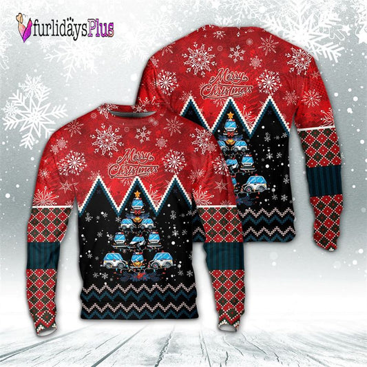 Veteran Sweater, Police Car Christmas Tree Sweater