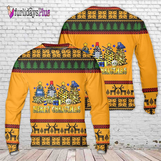 Veteran Sweater, Police Christmas Trees Sweater