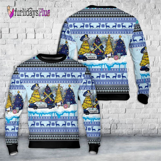 Veteran Sweater, Police Christmas Trees Ugly Sweater
