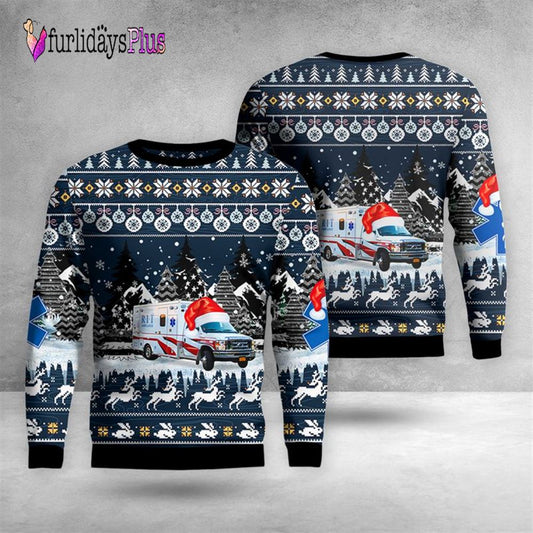 Veteran Sweater, Rochester, New York, RIT Ambulance Christmas AOP Ugly Sweater