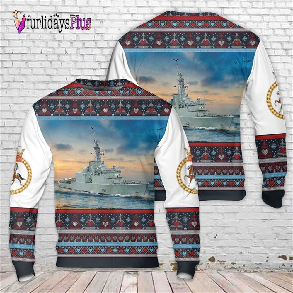 Veteran Sweater, Royal Canadian Navy RCN HMCS Athabaskan DDG 282 Iroquois class Guided Missile Destroyer Christmas Sweater
