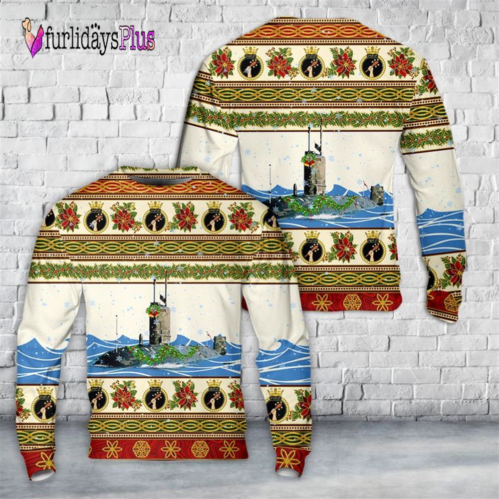Veteran Sweater, Royal Navy Trafalgar class submarine HMS Turbulent (S87) Christmas Sweater