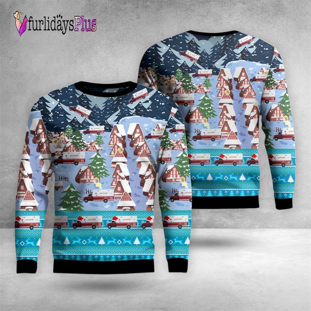 Veteran Sweater, San Jose, California, Silicon Valley Ambulance Christmas AOP Ugly Sweater