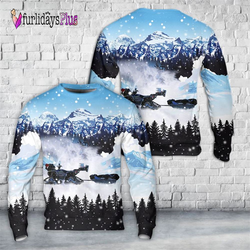 Veteran Sweater, Snowmobile Ice Fishing ATV with Removable Tracks Christmas Sweater