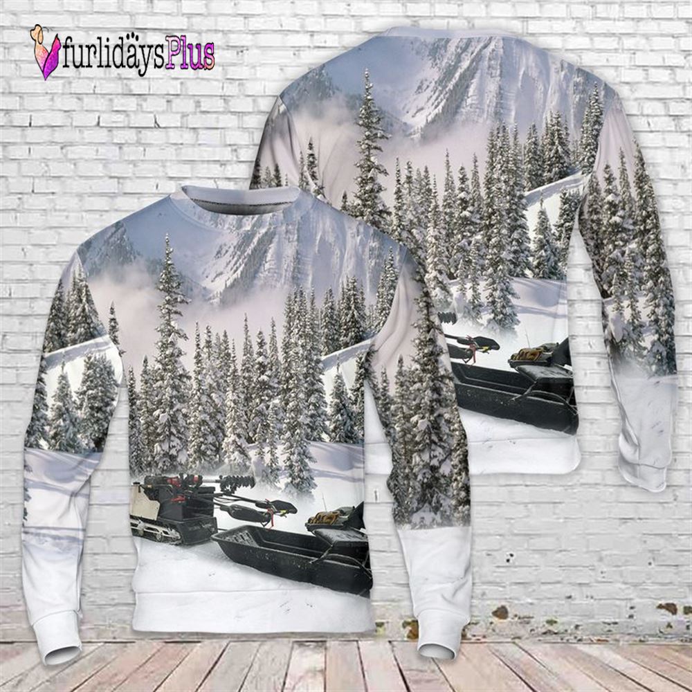 Veteran Sweater, Snowmobile Ice Fishing Christmas Sweater