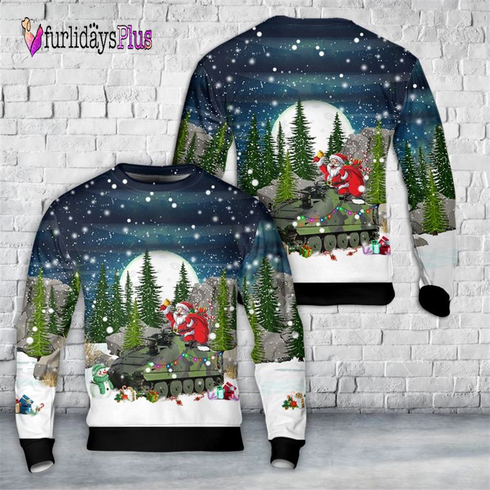 Veteran Sweater, Swedish Army Pansarbandvagn 302 (Pbv 302) Christmas Sweater