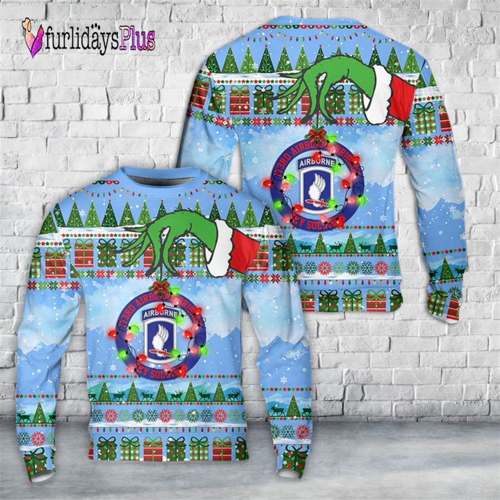 Veteran Sweater, US Army 173rd Airborne Brigade Sky Soldiers Christmas AOP Sweater