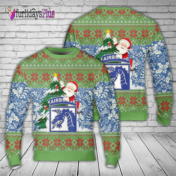Veteran Sweater, US Army 18th Airborne Corps Sky Dragons Christmas Sweater