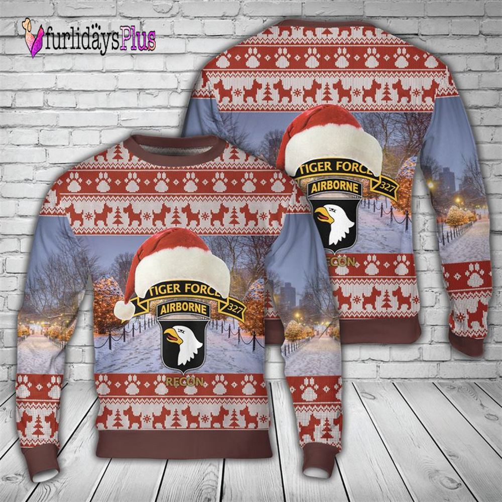 Veteran Sweater, US Army 1 327 Airborne Infantry 'Tiger Force' LRRP   Vietnam War Christmas Sweater