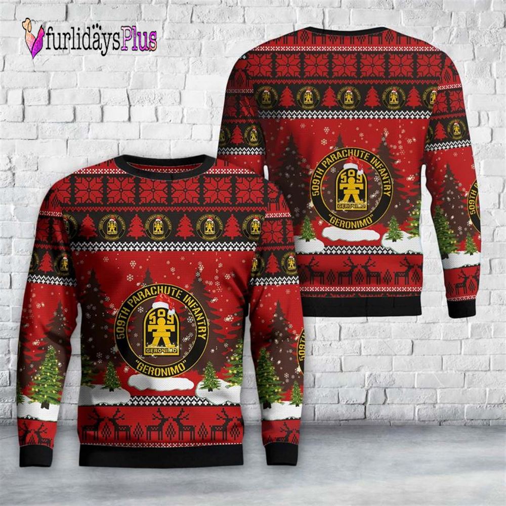Veteran Sweater, US Army 509th Parachute Infantry Regiment (509th PIR) Christmas Sweater