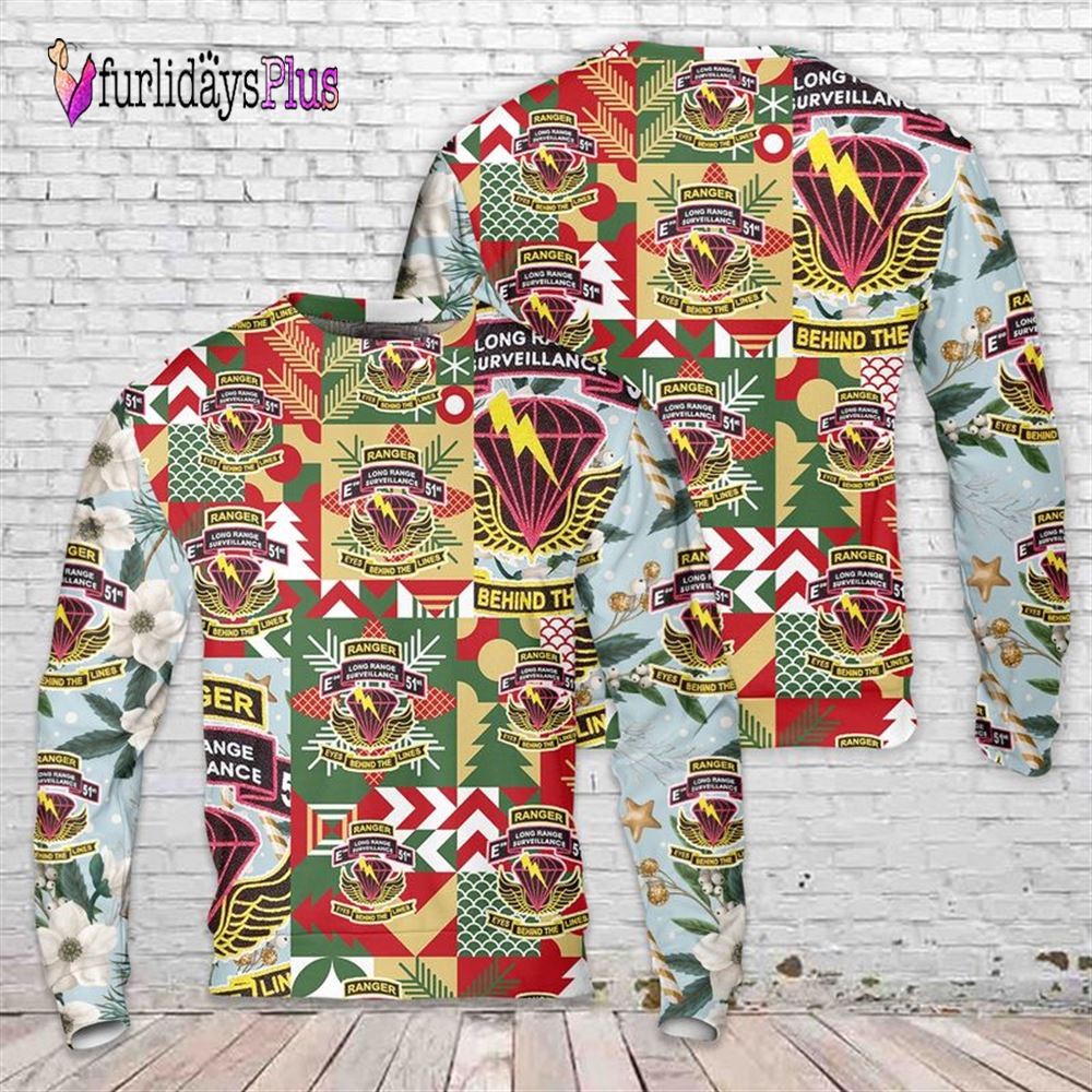 Veteran Sweater, US Army 51st Infantry Regiment (Long Range Surveillance Company) Christmas Sweater
