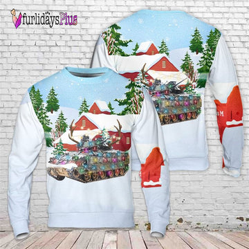 Veteran Sweater, US Army M2A2 ODS Bradley Infantry Fighting Vehicle Christmas Sweater