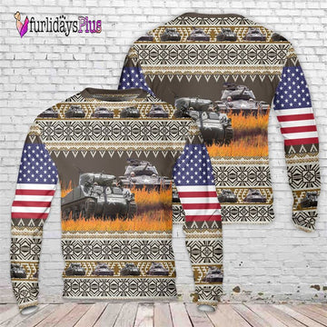 Veteran Sweater, US Army M4A3 Sherman Christmas Sweater