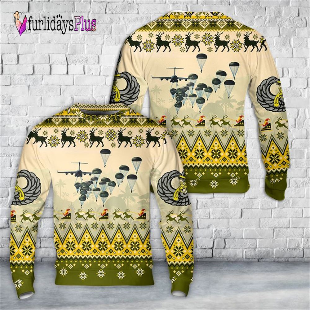 Veteran Sweater, US Army Paratroopers With 118th Military Police Company Airborne Parachute Christmas Sweater