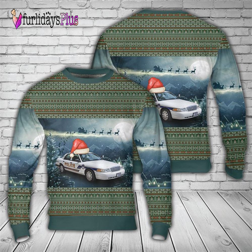 Veteran Sweater, US Capital Police Cruiser Ford Crown Vic Christmas AOP Sweater