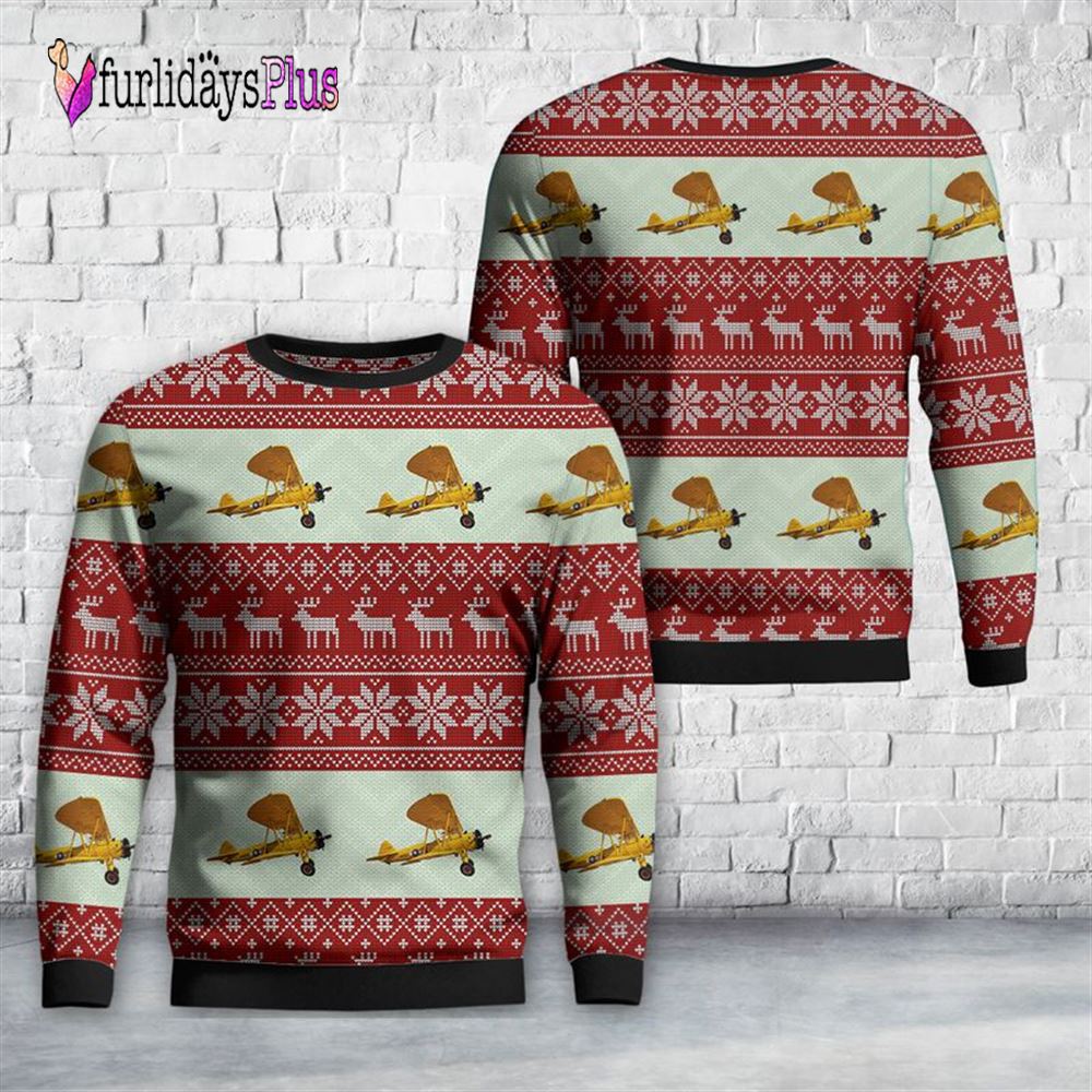 Veteran Sweater, US Marines Boeing N2S 3 Stearman Christmas Sweater