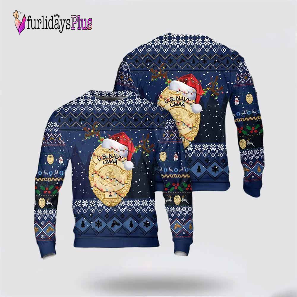 Veteran Sweater, US Navy Command Master-At-Arms CMAA Badge Christmas AOP Sweater 3D, Gift For Military Personnel