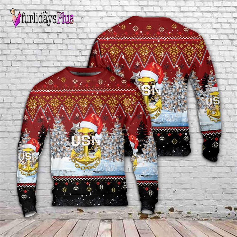 Veteran Sweater, US Navy Master Chief Anchor Christmas Sweater