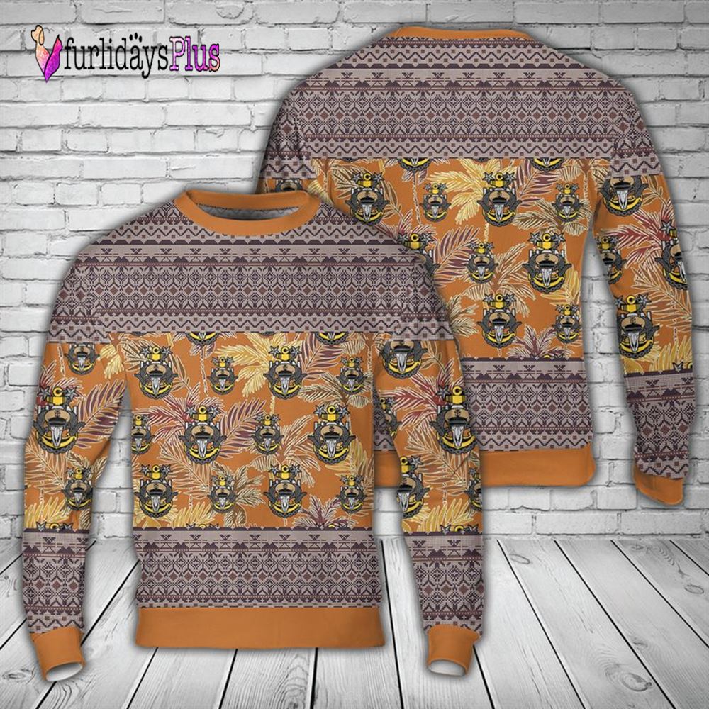 Veteran Sweater, US Navy Master Chief goat skull anchor Christmas Sweater