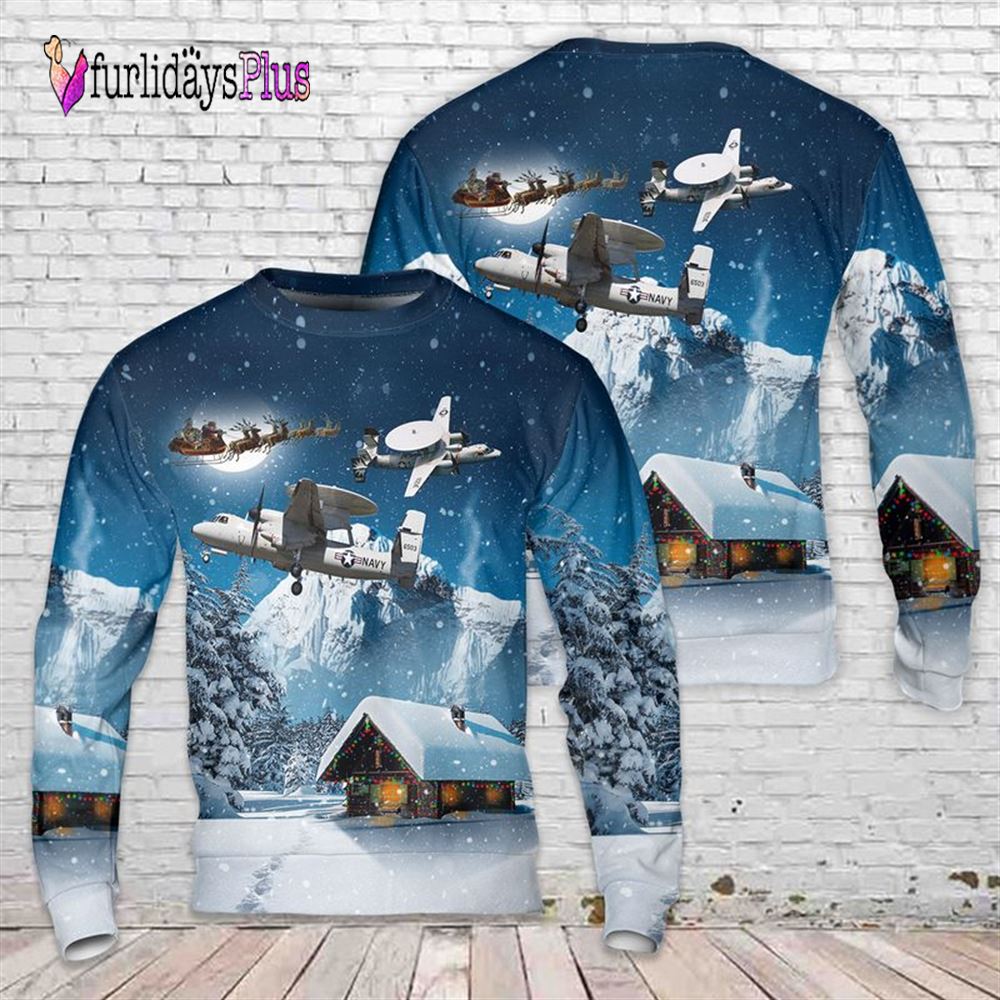 Veteran Sweater, US Navy Northrop Grumman E 2 Hawkeye Christmas Sweater