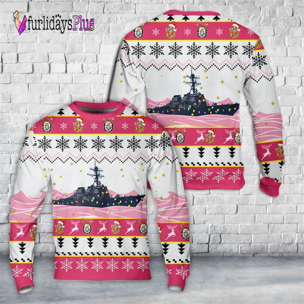 Veteran Sweater, US Navy USS Stethem (DDG 63) Arleigh Burke class destroyer AOP Ugly Sweater