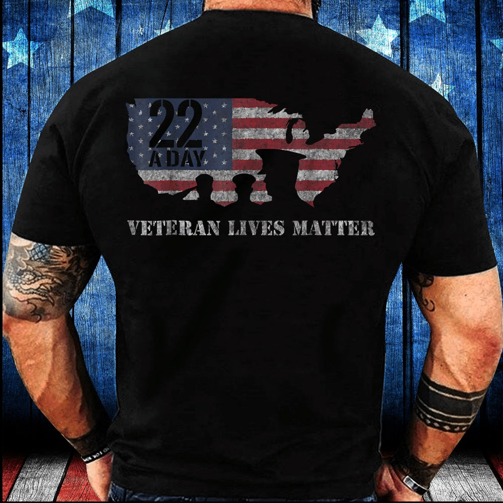 Veteran Tee Shirts, 22 A Day Veteran Lives Matter Suicide Awareness T-Shirt, Veterans Day Shirts