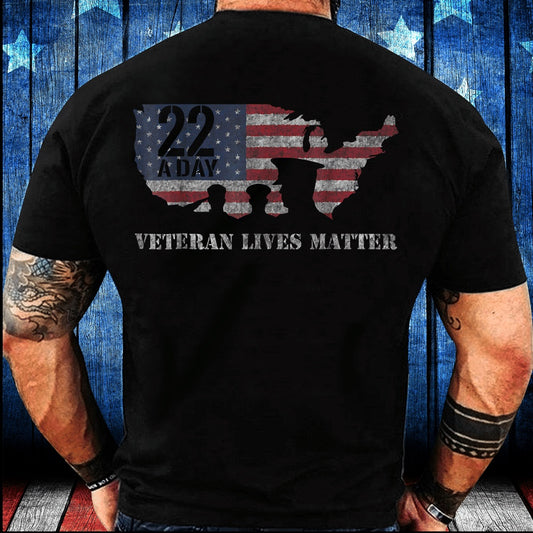 Veteran Tee Shirts, 22 A Day Veteran Lives Matter Suicide Awareness T-Shirt, Veterans Day Shirts