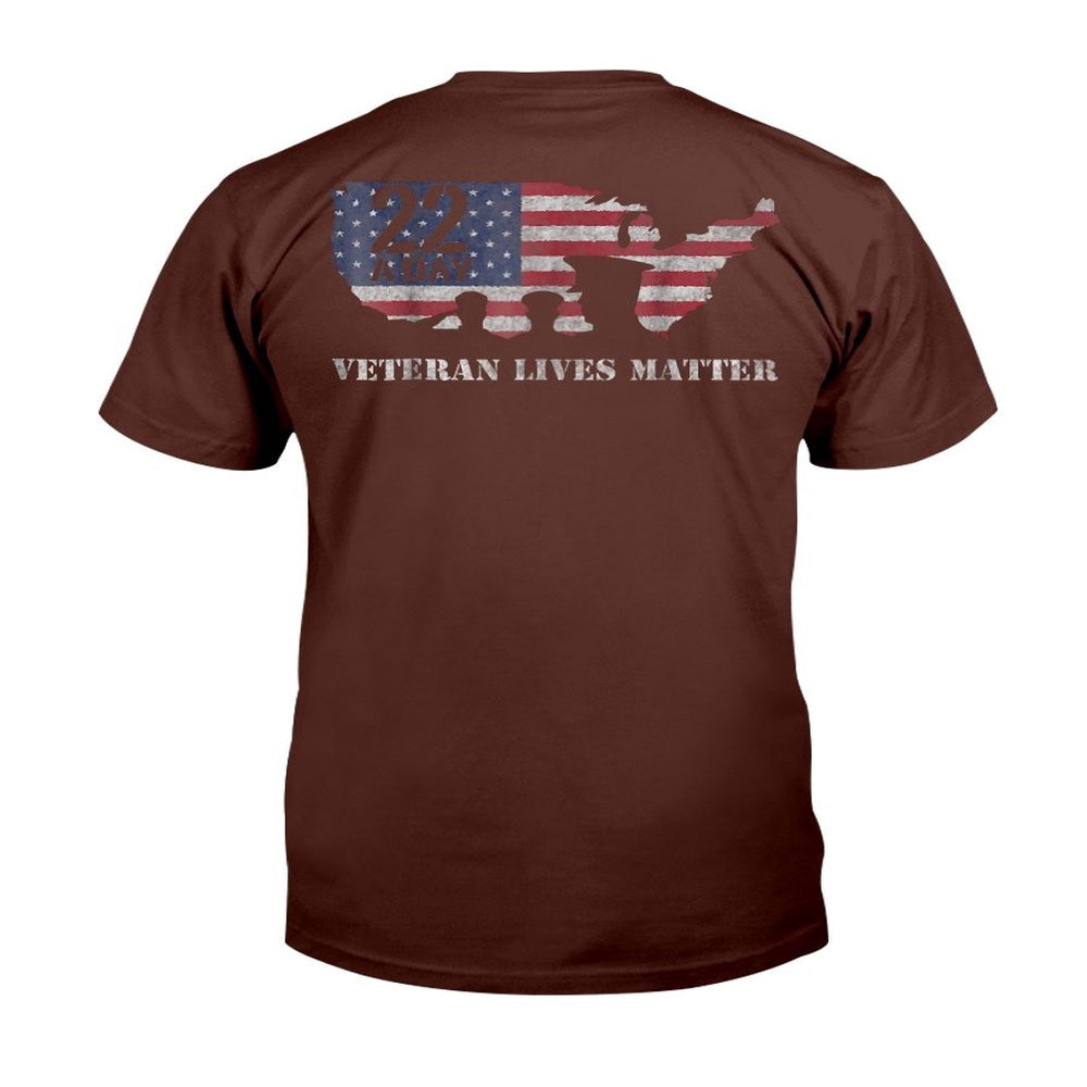 Veteran Tee Shirts, 22 A Day Veteran Lives Matter Suicide Awareness T-Shirt, Veterans Day Shirts