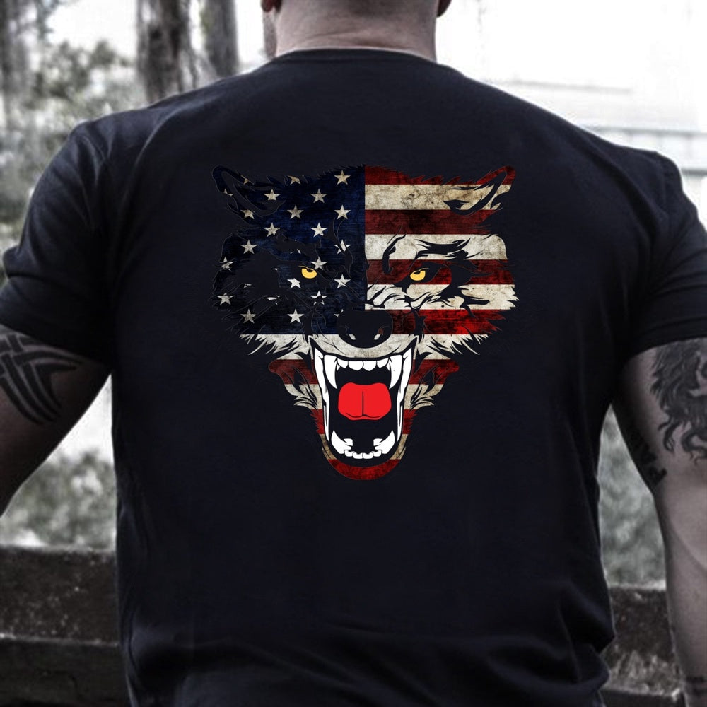 Veteran Tee Shirts, American Flag Wolf T-Shirt, Veterans Day Shirts