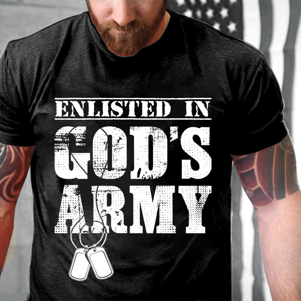 Veteran Tee Shirts, Army Veteran Enlisted In God's Army T-Shirt, Veterans Day Shirts