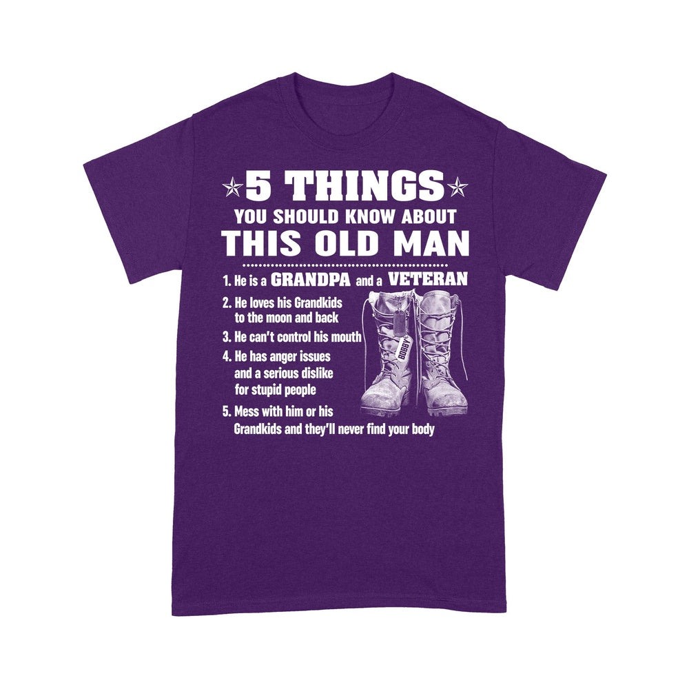 Veteran Tee Shirts, Custom Name Shirt 5 Things You Should Know About This Old Man T-Shirt, Veterans Day Shirts