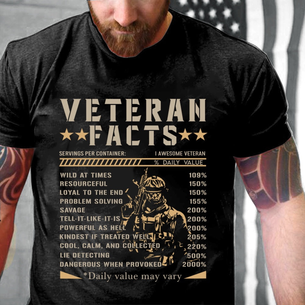 Veteran Tee Shirts, Dad Shirt U.S Veterans Veteran Facts T-Shirt KM1106, Veterans Day Shirts
