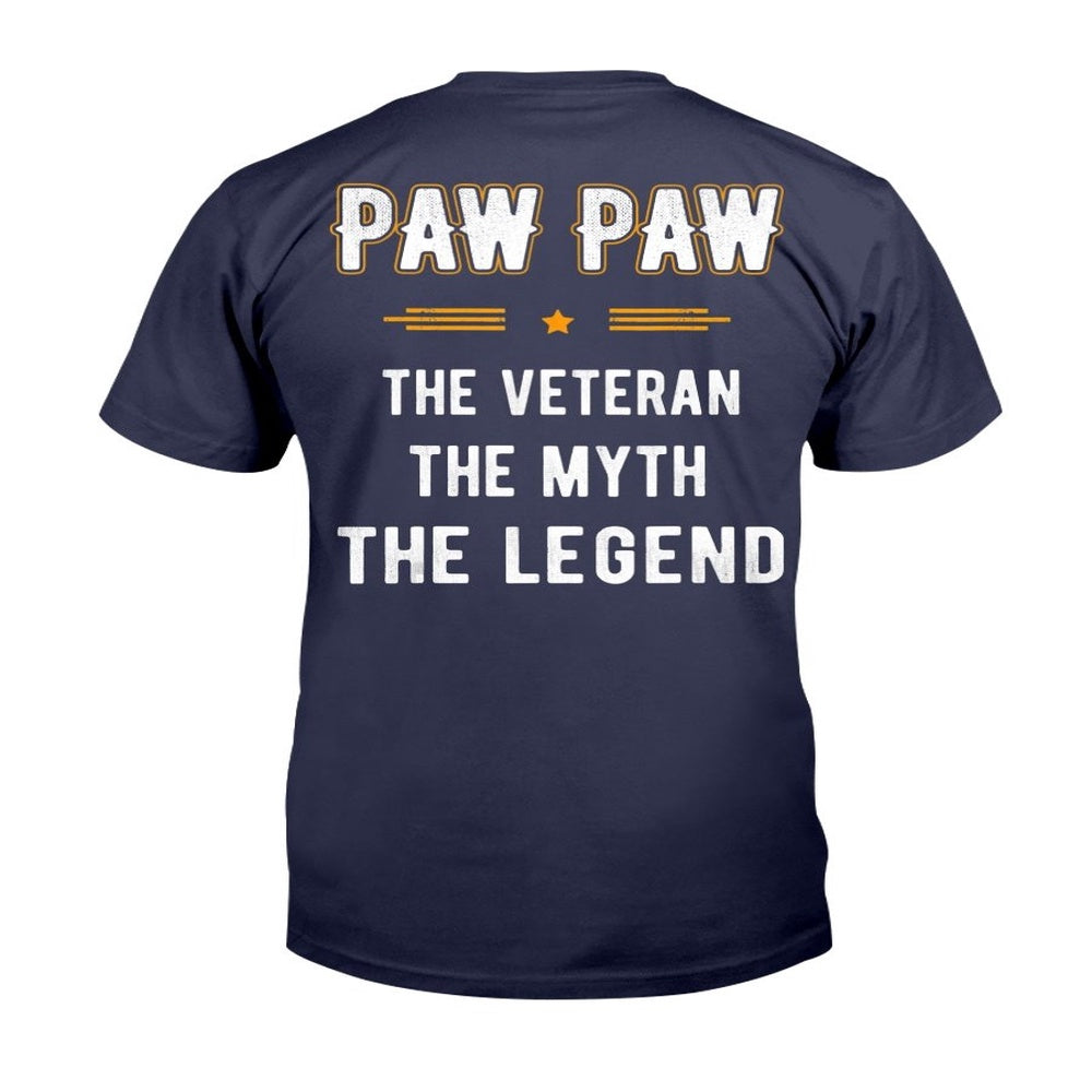 Veteran Tee Shirts, Fathers Day Shirt Paw Paw The Veteran Myth Legend Gifts T-Shirt, Veterans Day Shirts