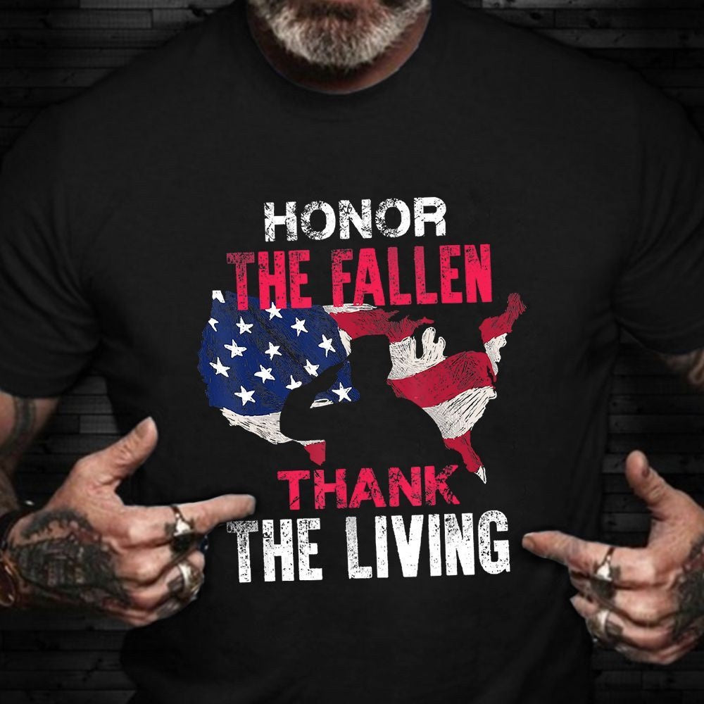 Veteran Tee Shirts, Honor The Fallen Thank The Living Shirt American Veteran T-Shirt Patriotic Gifts For Veterans, Veterans Day Shirts