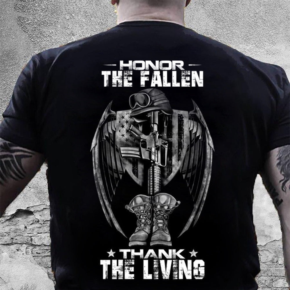 Veteran Tee Shirts, Honor The Fallen Thank The Living Standard T-Shirt, Veterans Day Shirts