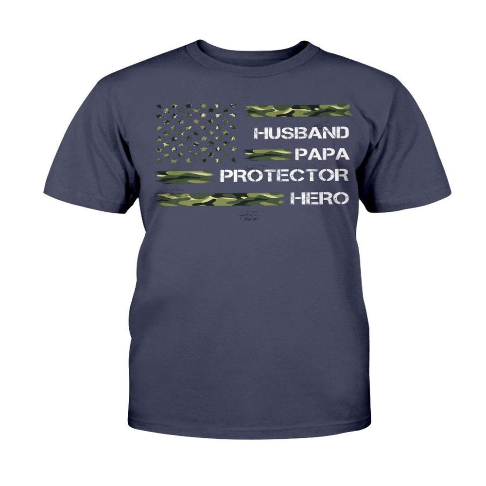 Veteran Tee Shirts, Husband Papa Protector Hero Veteran T-Shirt, Veterans Day Shirts