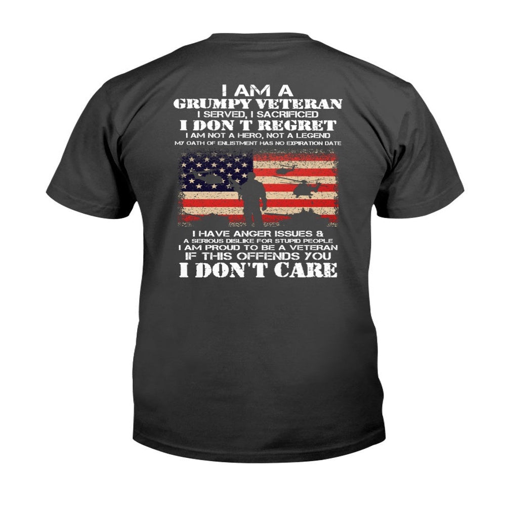 Veteran Tee Shirts, I Am A Grumpy Veteran I Don't Care Premium T-Shirt, Veterans Day Shirts