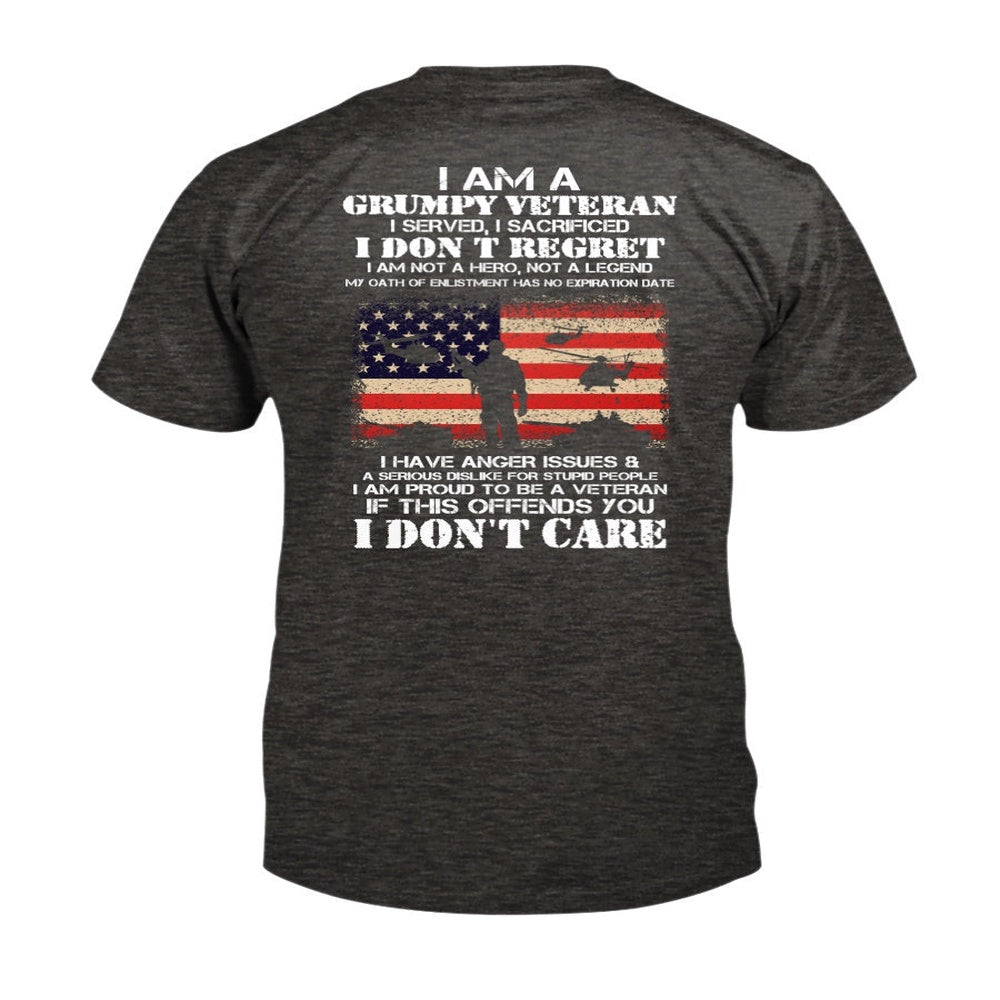 Veteran Tee Shirts, I Am A Grumpy Veteran I Don't Care Premium T-Shirt, Veterans Day Shirts