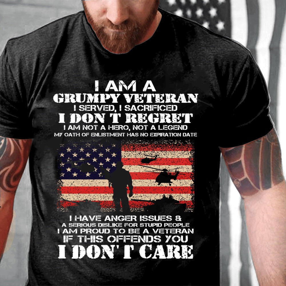 Veteran Tee Shirts, I Am A Grumpy Veteran I Don't Care T Shirt, Veterans Day Shirts