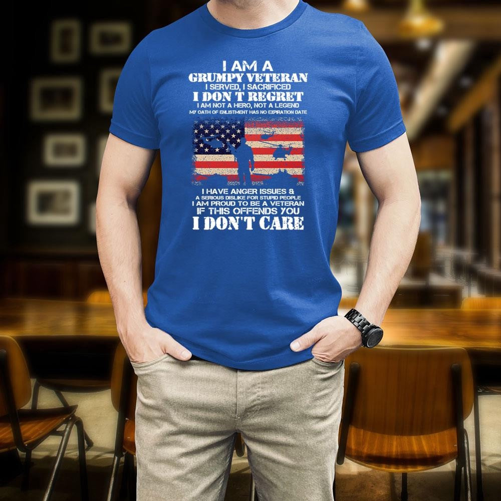 Veteran Tee Shirts, I Am A Grumpy Veteran I Don't Care T Shirt, Veterans Day Shirts