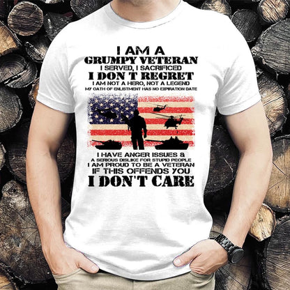 Veteran Tee Shirts, I Am A Grumpy Veteran I Don't Care Veteran T-Shirt L29523, Veterans Day Shirts
