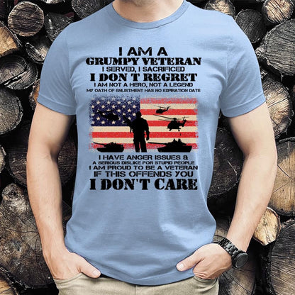 Veteran Tee Shirts, I Am A Grumpy Veteran I Don't Care Veteran T-Shirt L29523, Veterans Day Shirts